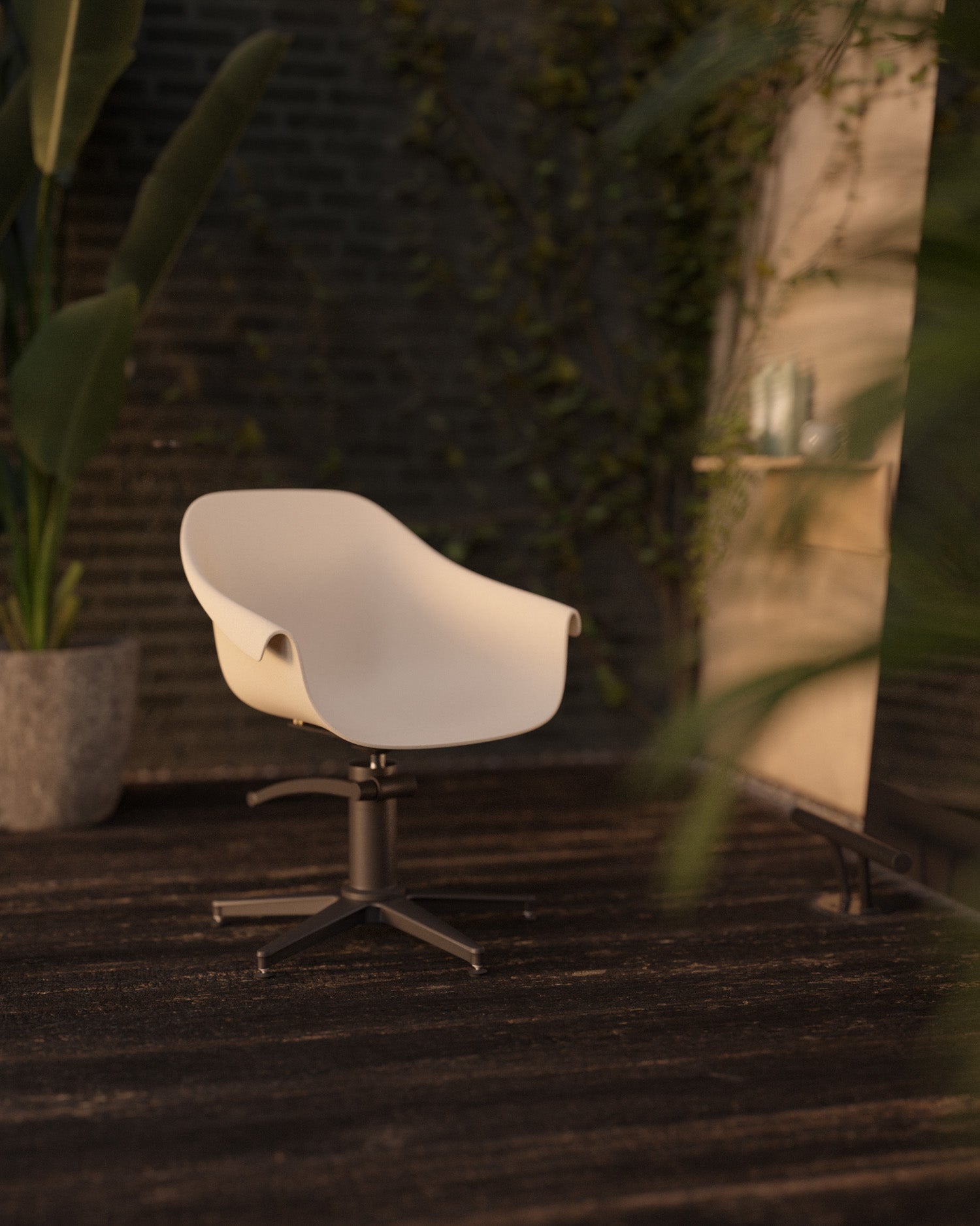 Eco - Beige hairdressing chair - Black cross base